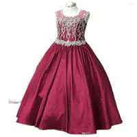 Girl Sukienki Burgundy Junior Contrate Sukienka 2022 Little Rosie Ballgown Suknie dla dziecka długienki kryształowe prawdziwe dzieci