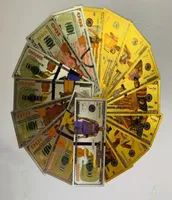 Tebrik Kartları Miexd 8pcs Çocuklar için Hediye Fikirleri 1000000 ABD Doları Renkli Altın Banknot Kaplama Para Amerikan Bill Note8699982