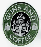 Hele pistool koffie geborduurd ijzer op patch tactische militaire badge elk kledingvest rijder patch diy applique borduurwerk patc5214303