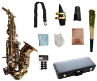 Mark VI Curved Neck Soprano Saxophone B Flat mässing Platerad lackguld Woodwind Instrument med Case Accessories5767182