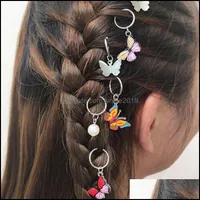 Charm Fashion Chic Pigtail Hairpin Shell Butterfly Diy Pendant Decorative Hair Clip Creative For Women Headwear Jewelry Gift Drop De Ot3Rd