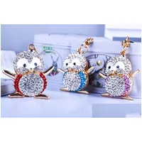 Nyckelringar Cartoon Penguin Shape Chain Creative With Diamond Metal Cute Ring Bag Fashion Accessories Drop Leverans smycken Dhdka