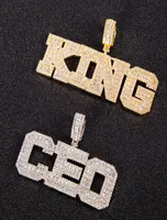 Hip Hop Nome personalizado Baguette Letters Pingente Colar Tennis Chain Men Women Rock Street Jewelry3581159
