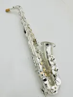 Verkliga bilder R54 Alto Saxophone EB Tune Sliver Plated Professional Woodwind med falltillbehör 54 Tenor Sax9843103