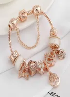 2021 Nuevo brazalete de encanto Rose Gold Family Tree of Life Heart Queen Bee Heart Heart Beads Beads Honeycomb Beads Bangle FI4937220