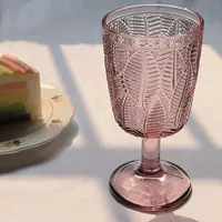 Copo de copo de copo de vinho com relevo vintage copo de goblet rosa 6pcs/conjunto de chumbo sem chumbo