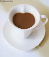 Mokken European Style Ceramics Fancy Hartedhaped Coffee Cup en Saucer Set Pure White Comma Tea Creative Utensils1301661