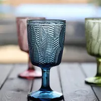Copo de copo de vinho Vintage Medieval em relevo Copa azul 6pcs/conjunto de chumbo sem chumbo