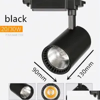 Track Lights Beafup Cob Led Lamp 20W 30W Spot Light Ceiling Rail Lighting Fixtures Spotlights 220V For Clothing Store Home Shop Indo Dh3Xn
