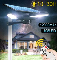 108Led Solar Street Light med fjärrkontroll Lång arbetstid Sollampan Nyaste säkerhetsbelysning för Garden Road Wall4910451