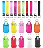 Party Supplies 3pcs sets Reusable Neoprene Hand Sanitizer Keychain Holder Set Wristlet Keychains Holders Pouch Kits With 30ML Leak1949066