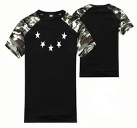 Mens New Summer T-shirt Stars Hip Hop Brand Rock Swag Rap Rap Skating Tee Shirts Femmes Imprimer V￪tements Camouflage Sleeves O Neck8809117