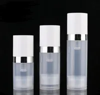 Wholesale Empty 5ml 10ml 15ml Airless Bottles Clear Airless Vacuum Pump Lotion Bottle with Silver Line Cosmetic Packaging