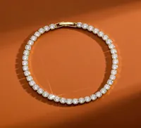 Złota bransoletka mrożona łańcuch bransoletki tenisowej aaa sześcienna cyrkonia srebrne damskie bransoletki designerskie miedziane białe łańcuchy diamentowe B2790703