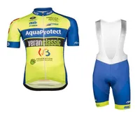 Aqua Protect Veranclassic Team Cycling Short Sleeves Jersey Bib Shorts 세트 남성 의류 자전거 여름 Quick Dry Bicycle Clothing U4839669
