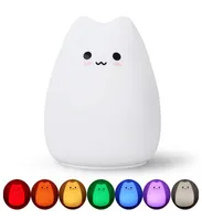 Topoch Touch Sensor Light Night Lamp Luce Battery Battery 7 Colors 2 modos Kawaii Mini Cute Cat Pat Soft Silicone Nightl7660550
