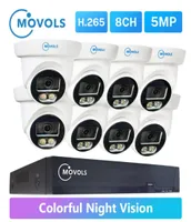 MOVOLS 5MP Fulltime Color Security Camera System 8ch H265 DVR 4PCS8PCS Waterdichte Doom CCTV Camera Surveillance System Kit4602550