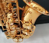 Professional Alto Saxophone YAS62 Gold Key Super Musical Instrument Högkvalitativ elektroforetisk guld Sax Mynstycke Gift8867347