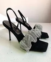 Fashion Top Quality heels sandal slippers Flash drill Sequined Cloth Women shoes Super High heeled sandals Nubuck Leather Luxury D9678843