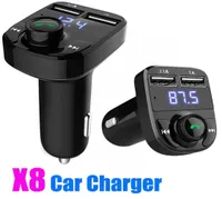 X8 FM Zender Aux Modulator Auto Kit Bluetooth Hands Audio -ontvanger Mp3 -speler 31A Uitvoer Quick Charge Dual USB -oplaad W1115220