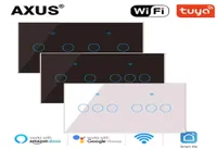 5pc Axus Smart Light Touch Switch Glass Panel EU Standaard 456 Gang Tuya WiFi Wall Switch Support Google Home Alexa Voice Control2874653