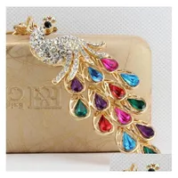 Llaves de llaves exquisitas forma de pavo real anillo de llave colorf cadena de diamantes de diario m￳vil colgante de regalo de recuerdo
