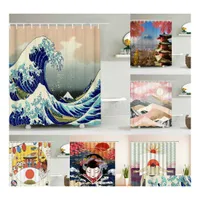 Shower Curtains Japanese Style 3D Ink Painting Bathroom Waterproof With Hooks 180 240Cm Polyester Fabric 221017 Drop Delivery Home G Dhcvm
