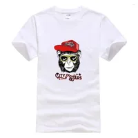 Camisetas para hombres Camiseta de manga corta Top algod￳n informal Comunional Cartoon Monkey Gafas Decoraci￳n grande