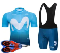 새로운 2020 Movistar Team Cycling 자전거 자전거 Maillot Bottom Wear Jersey Bike Shorts Set Summer Quick Dry Pro Mens Ropa Ciclismo Y200702487399