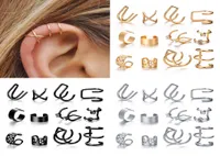 12 PCSlot Punk Simple Clip on Earring Set For Women skruva tillbaka ￶rh￤ngen Inga piercing ￶ron manschett Fashion Female Party Jewelry Gift6375623