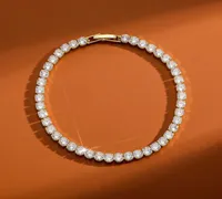 Złota bransoletka mrożona w łańcuchu bransoletki tenisowej aaa sześcienna cyrkonia srebrne damskie bransoletki designerskie miedziane białe łańcuchy diamentowe B4425322