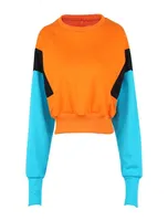 Women New Spring Autumn Cute Pinkycolor Orange Hoodies Long Sleeve Loose Crop Top Sweatshirt Casual Patchwork Pullovers3666928