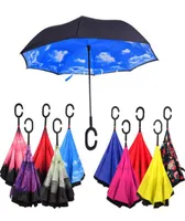 Creative Inverted Umbrellas Double Layer With C Handle Inside Out Reverse Windproof Umbrella 34 colors OOA867 34 colorspls messag2036400