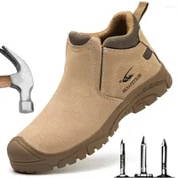 Bottes Chaussures de protection du travail masculin Bodéques respirants non glissés Back Down Work Anti-Hit Anti-Puncture et résistant à l'huile