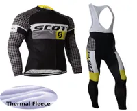 2019 Scott Winter Thermal Fleece Cycling Jersey Suit Men Long Sleeve MTB 자전거 의류로드 자전거 스포츠웨어 Y0130015743976