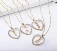 Nowy mody kryształ początkowy spersonalizowany litera serc wiszącego Naszyjnik dla kobiet urok złoty łańcuch Choker biżuteria prezent7019474