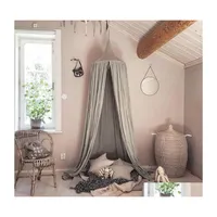 Mosquito Rede de estar da sala de estar Casas de cama redonda Cama de c￣es Canopy Linho de linho de algod￣o para crian￧as menina conforto decora￧￣o entrega de gota home dhgjm