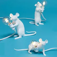 Lámparas de mesa Carino LED Resina Animale Ratto Mouse Luci Da Scrivania Piccolo Mouse D'Arte Lampada da Tavolo per Bambini Luci Piccolo Mini Mouse Luce T221212