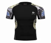 MENS Compression T koszule Skóra ciasne termiczne krótkie rękaw Rashguard Mma Crossfit ćwiczenie ćwiczenia fitness teeswear sportowy 9547816