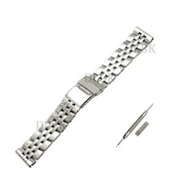 WatchBand 22mm 24mmメンFull Polided Solid Solid Stainless Steel Watch Band Strap折りたたみ安全バックルブレスレットアクセサリーBREITL200W