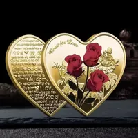 Artes e artesanato em forma de coração Rose Dia dos Namorados Presente Metal Comemorativo Moedas 52 Idiomas I Love You Medal Challenge Crafts Crafts Wholesale SS1213