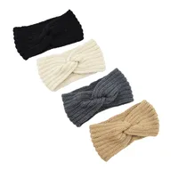 Fabricantes Rib￳n al por mayor de 36 colores Crosswool Coss-Wool Band Protector Targina de cabeza tejida a mano Damas Fashion C￡lido oto￱o e invierno Accesorios para el cabello de invierno