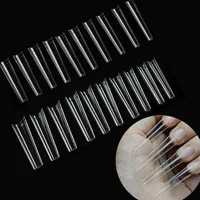 False Nails Non C-Curve XXL Long Coffin Acrylic Nail Tips Straight Square Half Cover Artificial Extension System Tool291B