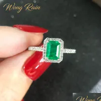 Anéis de casamento Wong Rain vintage 925 Sterling Sier Emerald Diamonds Gemstone noivado anel de jóias finas entrega de gota de queda dhqcy