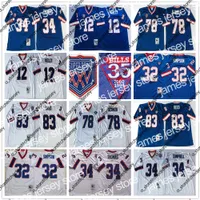 Maglie da calcio James NCAA 75th Vintage Football 12 Jim Kelly Jersey 34 Thurman Thomas 78 Bruce Smith 83 Andre Reed Jersey Mitchell Ness College 32 Simpson