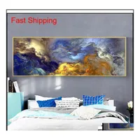 Paintings Arts Crafts Gifts Home Garden Wangart Abstract Colors Unreal Canvas Poster Blue Landscape Wall Art Painting Living Room Dr Dhvpz