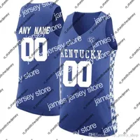 Basketballerseys Nieuwe mannen Vrouwen Younth Men Aangepast Kentucky Wildcats College Jersey Custom maakte een naamnummer gestikte blauw wit gestikte basketbal