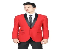 O noivo Tuxedos Apple trouxe o colar de lazer vermelho preto Red Single Linha Um Button Man Suit para ocasi￵es formais Jaqueta de terno9025253
