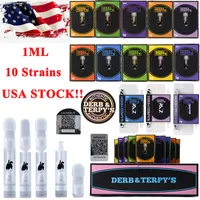 USA Stock Derb e Terpys Atomizadores Vapes de cer￢mica completos Carrinhos de 1 ml de bobina de cer￢mica Vape cartuchos de ￳leo grosso Dab Pen Cartuctid