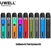 Uwell Caliburn G2 Pod Kit 750MAH Аккумулятор 18 Вт с 2 мл картриджа MESHED-H 1,2 Ом / 0,8 Ом для MTL и ограниченным DTL Vaping E-сигарет-испаритель Authentic Authentic